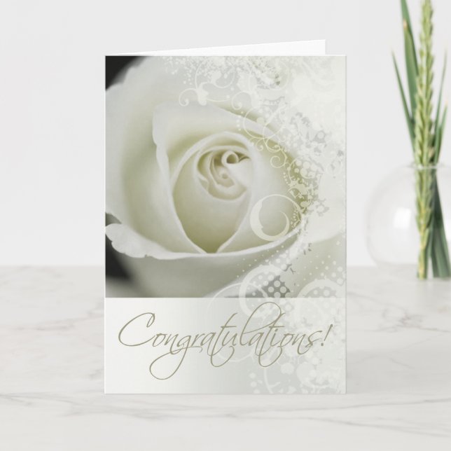 Tarjeta Festiva Felicitaciones Boda Bridal Lace Rosa (blanco) (Anverso)