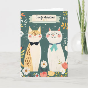 Tarjeta Festiva Felicitaciones Boda Cute Cats