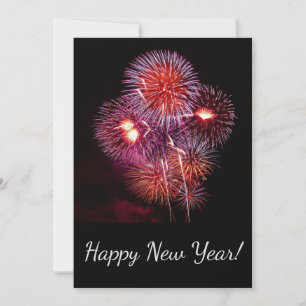 Tarjeta Festiva Felicitaciones de Año Nuevo Fuegos Artificiales Ce
