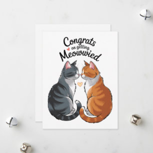 Tarjeta Festiva Felicitaciones de boda para amantes de gatos lindo
