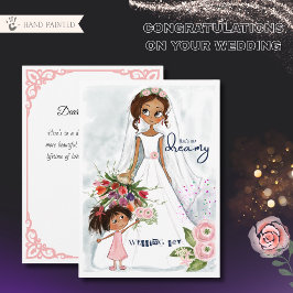 Tarjeta Festiva Felicitaciones de boda para novia linda y niña de