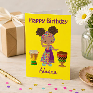 Tarjeta Festiva Felicitaciones de cumpleaños niña africana