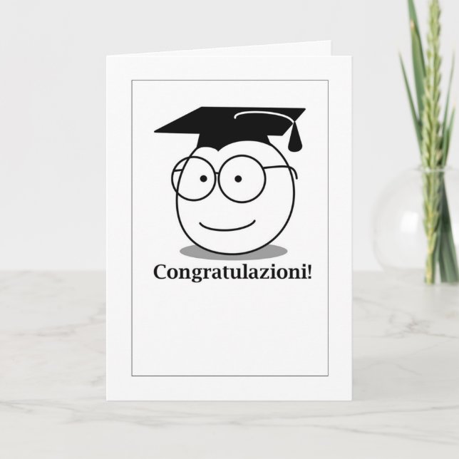 Tarjeta Festiva ¡Felicitaciones! - Emoji de graduación (Anverso)