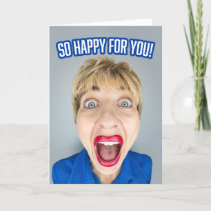 Tarjeta Festiva Felicitaciones Feliz Por Tu Divertida Mujer Emocio