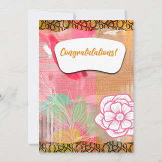 Tarjeta Festiva Felicitaciones Floral Card en rosa