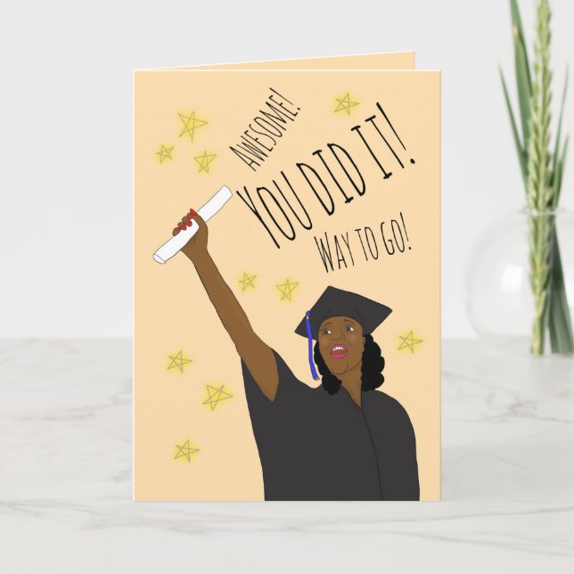 Tarjeta Festiva Felicitaciones Grad afroamericana (Anverso)