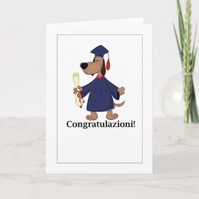 Tarjeta Festiva ¡Felicitaciones! - Graduación del tapón de perro y (Anverso)