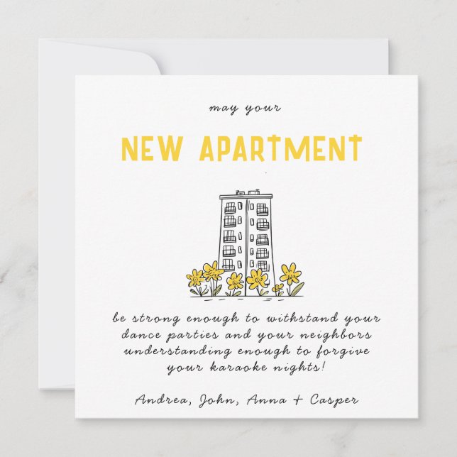 Tarjeta Festiva Felicitaciones minimalistas En Su Nuevo Apartament (Anverso)