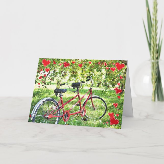 Tarjeta Festiva Felicitaciones personalizadas a la bicicleta tánde (Anverso)