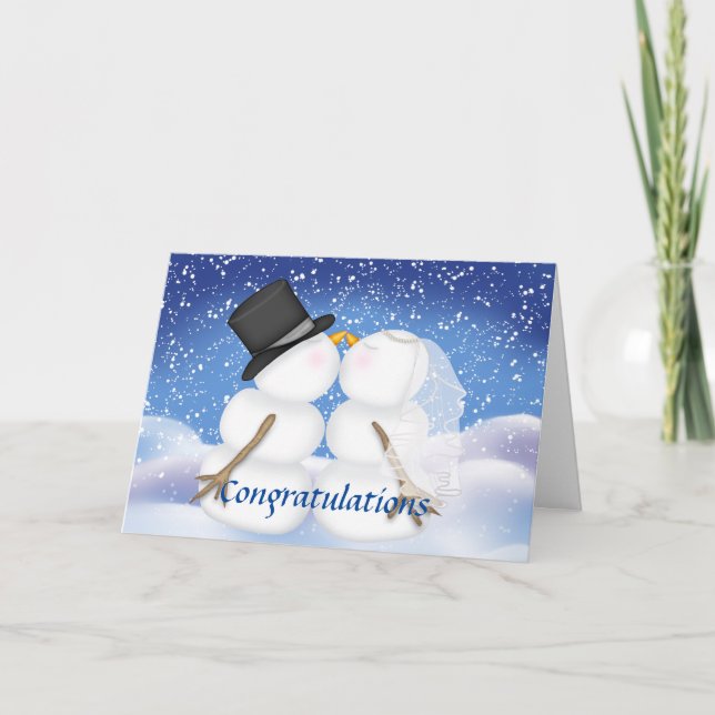 Tarjeta Festiva Felicitaciones por su boda de invierno (Anverso)