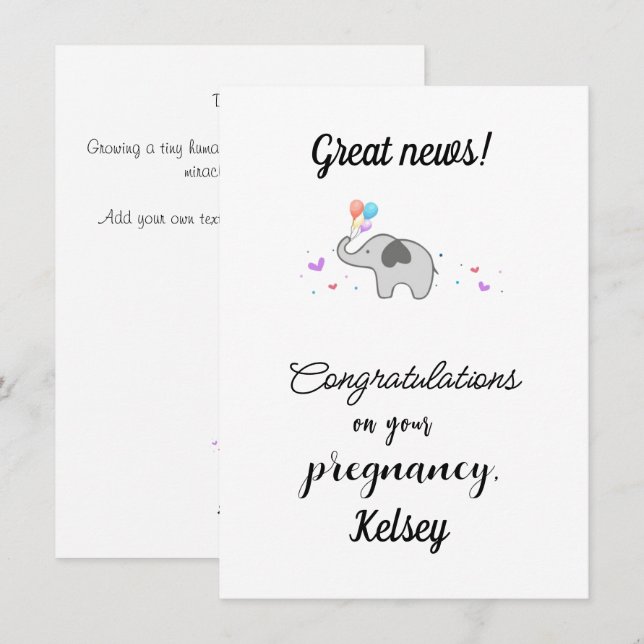 Tarjeta Festiva Felicitaciones Por Su Embarazo, Personalizable (Anverso / Reverso)