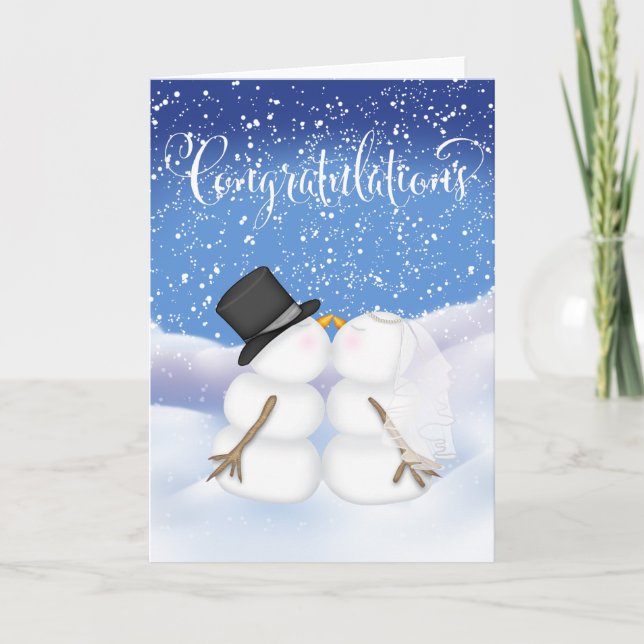Tarjeta Festiva Felicitaciones por una boda de invierno (Anverso)