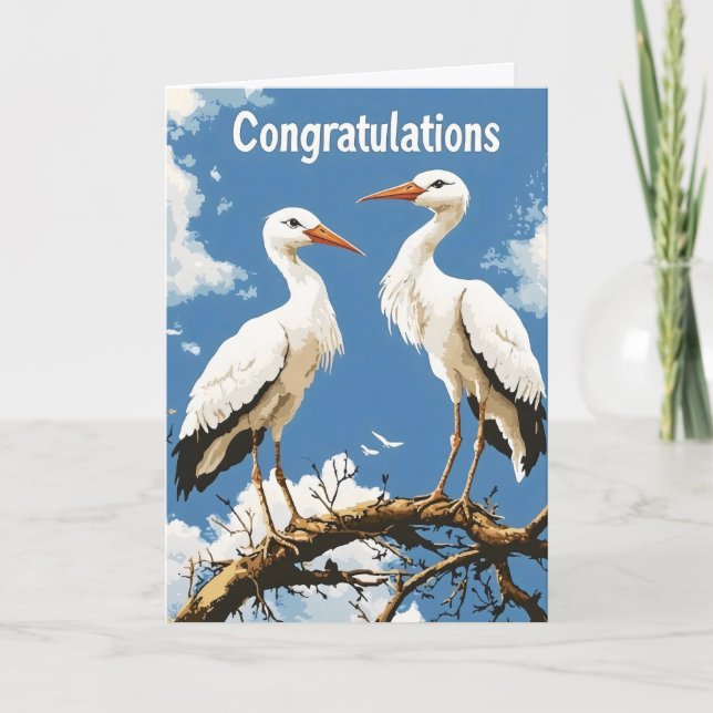 Tarjeta Festiva Felicitaciones Storks Nature (Anverso)