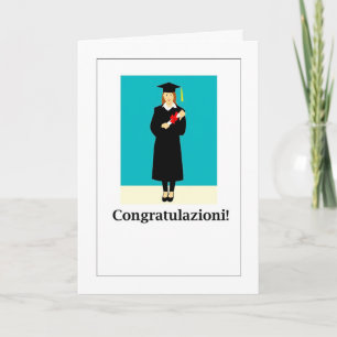 Tarjeta Festiva ¡Felicitaciones! - Tapón de graduación y vestido
