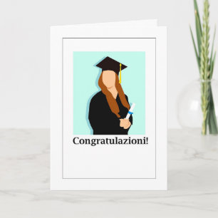 Tarjeta Festiva ¡Felicitaciones! - Tapón de graduación y vestido