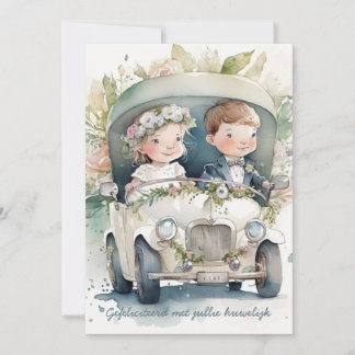 Tarjeta Festiva Felicitatiekaart voor bruiloft vintage auto koppel