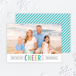 Tarjeta Festiva Feliciz Año Nuevo Foto Brillante Aqua