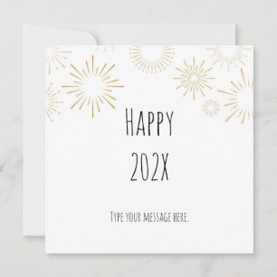 Tarjeta Festiva Feliciz Año Nuevo Fuegos Artificiales Dorados Mini