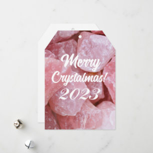 Tarjeta Festiva Feliciz Cristalnavidad 2023 Cuarzo Rosa Rosa Crist