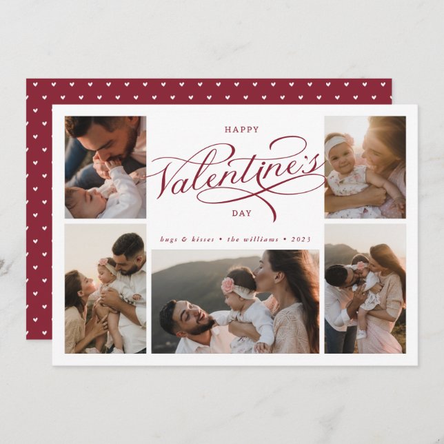 Tarjeta Festiva Feliciz día de San Valentín Foto Collage (Anverso / Reverso)