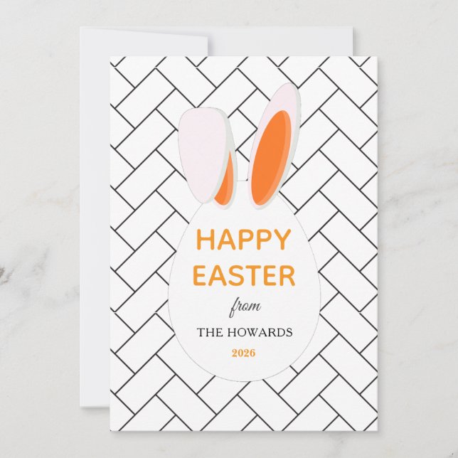 Tarjeta Festiva Feliciz Fotografía de Pascua con Patrones Modernos (Anverso)