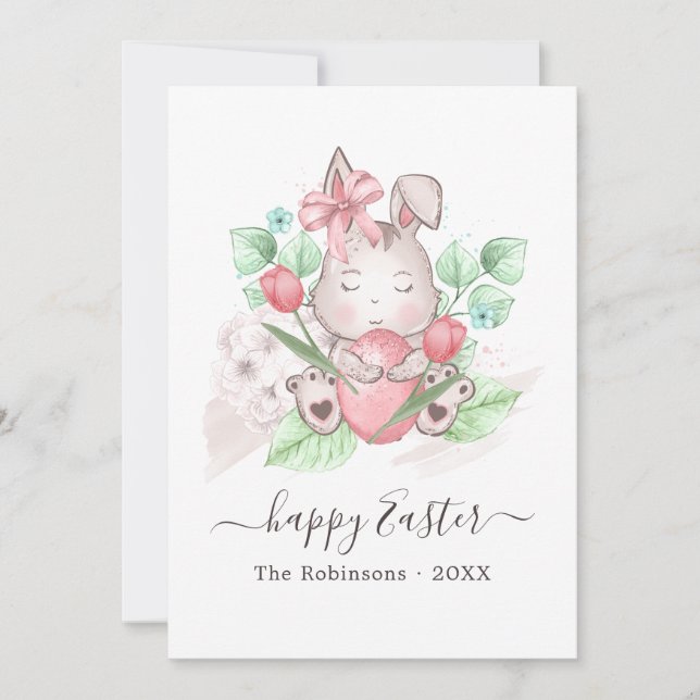 Tarjeta Festiva Feliciz Pascua Collage de Fotos Familiares (Anverso)