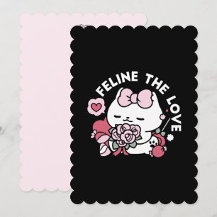 Tarjeta Festiva Feline el Amor - Diseño de Gato Lindo para San Val