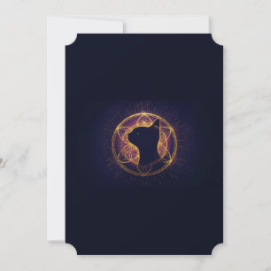 Tarjeta Festiva Felino Místico Dentro del Círculo Sagrado