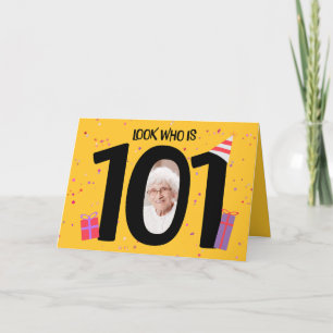Tarjeta Festiva Feliz 101º cumpleaños marco de imágenes grande 101