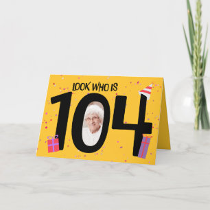 Tarjeta Festiva Feliz 104º cumpleaños marco de imágenes grande 104