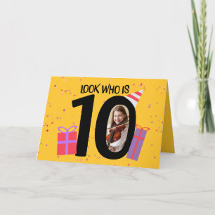 Tarjeta Festiva Feliz 10° cumpleaños marco grande de 10 imágenes