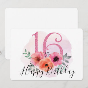 Tarjeta Festiva Feliz 16º cumpleaños
