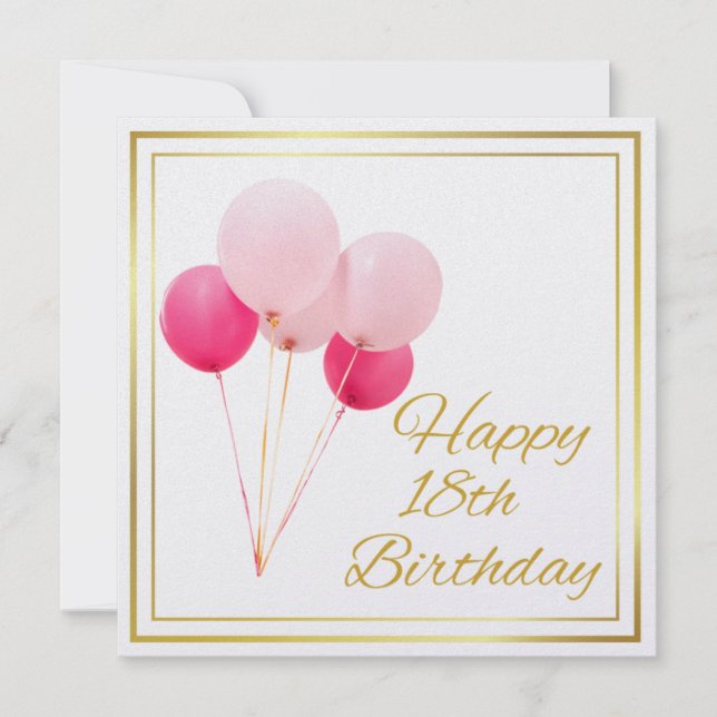 TARJETA FESTIVA FELIZ 18º CUMPLEAÑOS -ORO (Anverso)