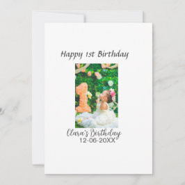 Tarjeta Festiva Feliz 1° cumpleaños foto simple y elegante moda