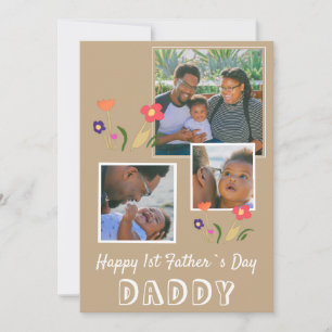 Tarjeta Festiva Feliz 1er Día del Padre Papá Flor 3 Foto