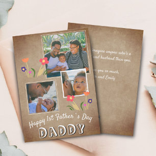 Tarjeta Festiva Feliz 1er Día del Padre Papá Flor 3 Foto