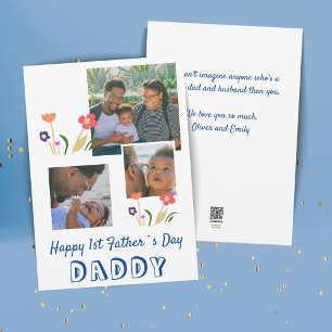 Tarjeta Festiva Feliz 1er Día del Padre Papá Flor 3 Foto