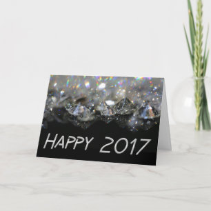 Tarjeta Festiva Feliz 2017 Elegante diamantes brillantes de plata