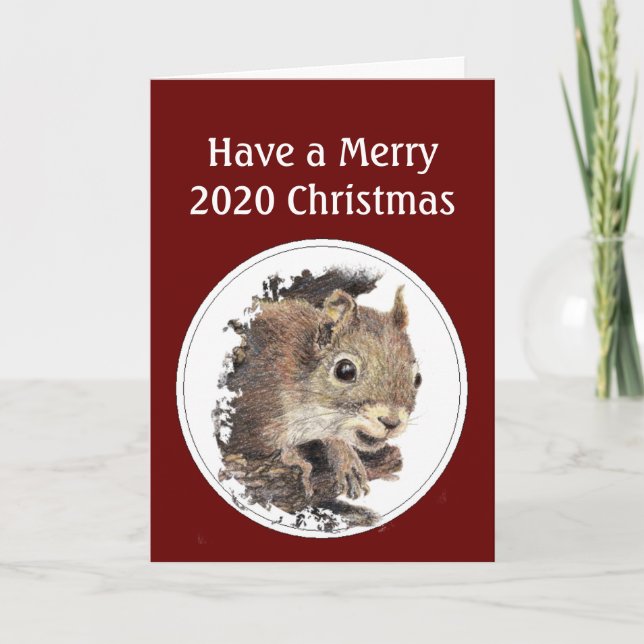Tarjeta Festiva ¡Feliz 2020 a los Navidades a pesar de las nueces! (Anverso)