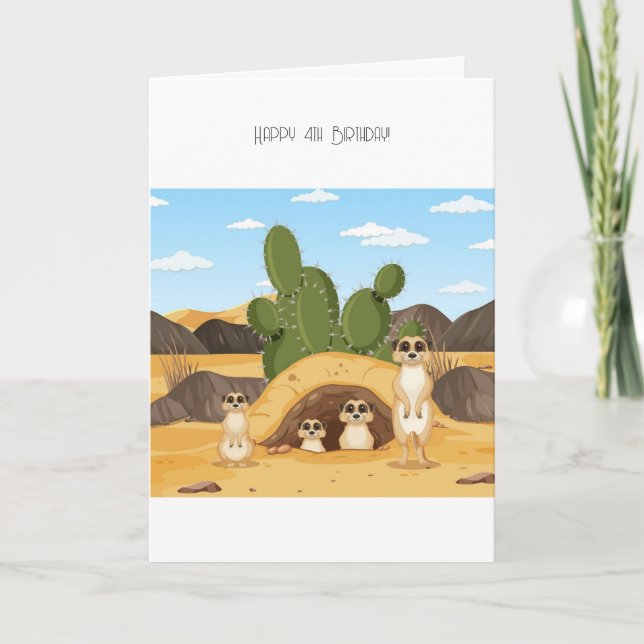 Tarjeta Festiva Feliz 4° cumpleaños (Anverso)