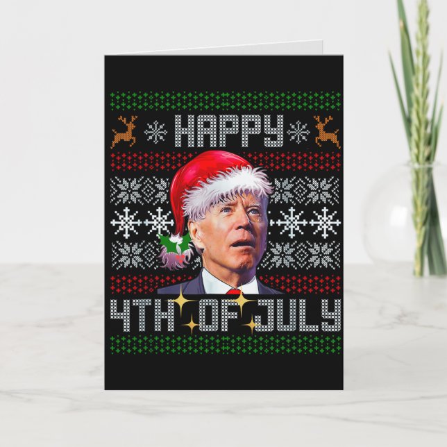 Tarjeta Festiva Feliz 4 De Julio A Los Navidades Joe Biden (Anverso)
