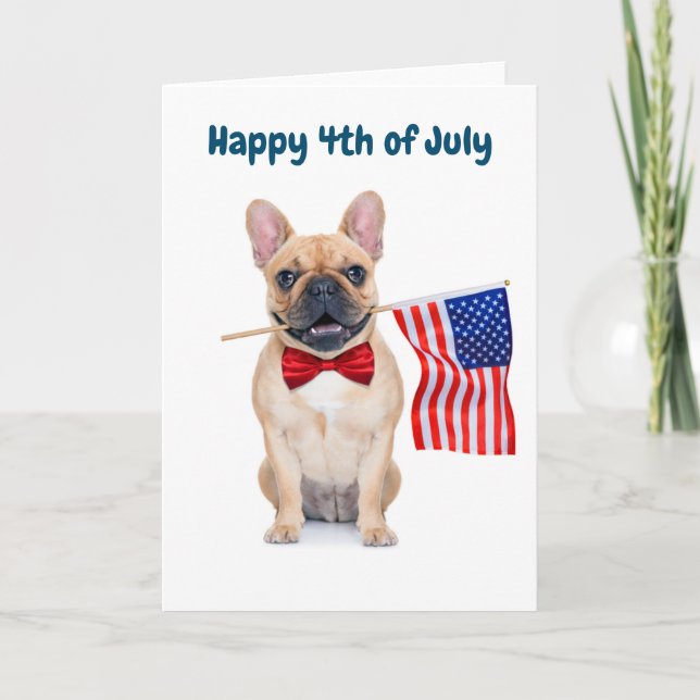 Tarjeta Festiva Feliz 4 de julio Bulldog francés (Anverso)