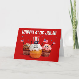Tarjeta Festiva Feliz 4 de julio, deliciosos pasteles patrióticos