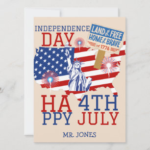 Tarjeta Festiva Feliz 4 de julio Día de la Independencia de Estado