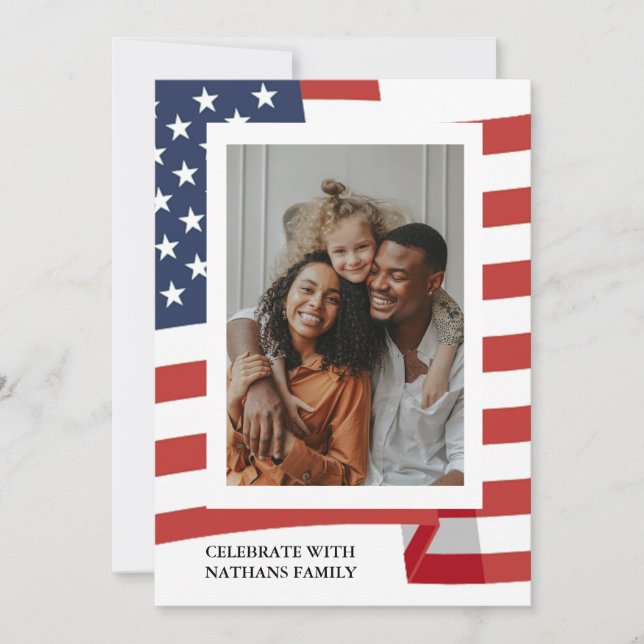 Tarjeta Festiva Feliz 4 de julio, Día de la Independencia, foto (Anverso)