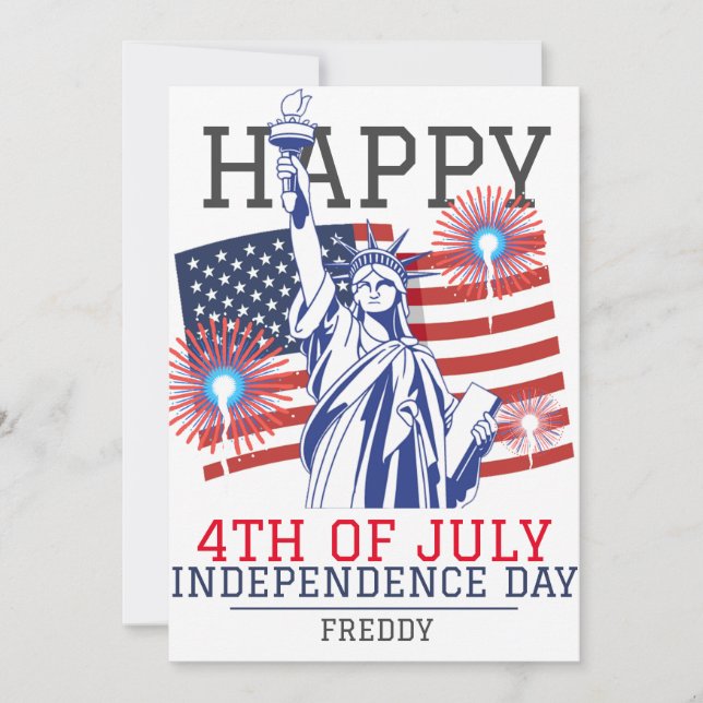 Tarjeta Festiva Feliz 4 de julio, fiesta del Día de la Independenc (Anverso)