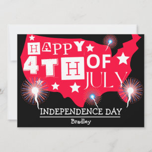 Tarjeta Festiva Feliz 4 de julio, fiesta del Día de la Independenc