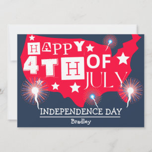 Tarjeta Festiva Feliz 4 de julio, fiesta del Día de la Independenc