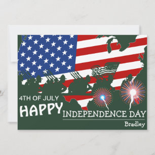 Tarjeta Festiva Feliz 4 de julio, fiesta del Día de la Independenc