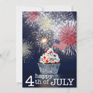 Tarjeta Festiva Feliz 4 de julio fuegos artificiales patrióticos E